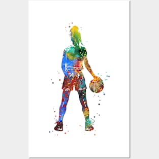 Girl Basketball Player With Ball Posters and Art